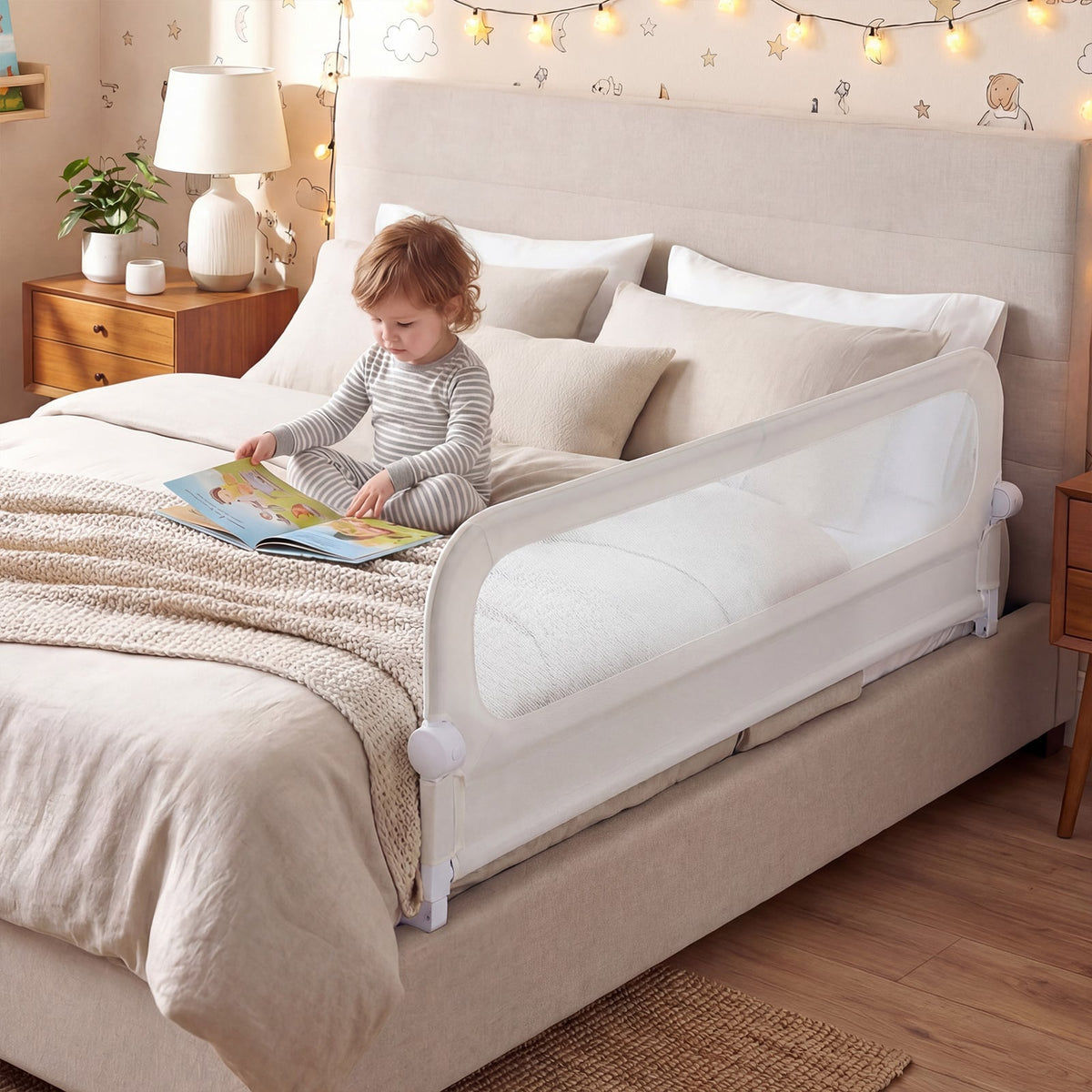 Foldable Bed Rail in White, image 3