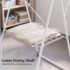 Foldable Clothes Drying Rack with 3-Level Adjustable Wings Space-Saving Collapsible Laundry Rack-White