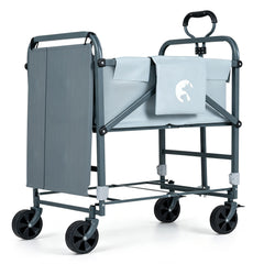 Foldable Dog Bath Cart with Adjustable Height and 4 Wheels for Pets-Black + Grey