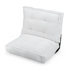 Foldable Floor Chair with Reclining Backrest and Foam Filling-White