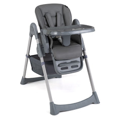 Foldable High Chair with 7-Level Height Adjustment for Babies and Toddlers-Grey