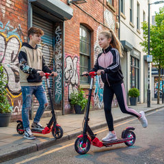 Foldable Kick Scooter with 2 Light-up Wheels and Rear Brake-Red