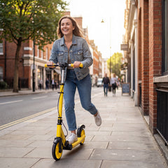 Foldable Kick Scooter with 2 Light-up Wheels and Rear Brake-Yellow
