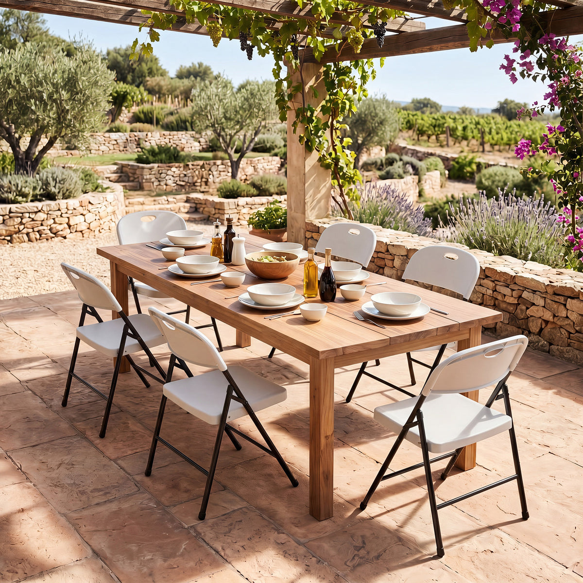 Foldable Plastic Chairs Set of 4 with Ergonomic Backrest