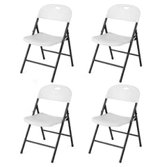 Foldable Plastic Chairs Set of 4 with Ergonomic Backrest