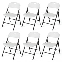 Foldable Plastic Chairs Set of 6 with Ergonomic Backrest
