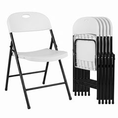 Foldable Plastic Chairs Set of 6 with Ergonomic Backrest
