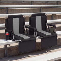 Foldable Stadium Seat 54 CM Wide Bleacher Chairs with Back Support and Padded Cushions-Grey