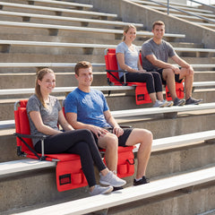 Foldable Stadium Seat Bleacher Chairs with Back Support and Padded Cushions-Red