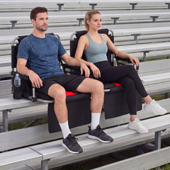 Foldable Stadium Seat Set of 2 with Back Support and Padded Cushions-Red