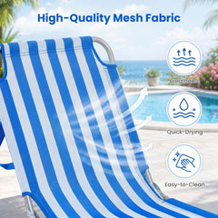 Foldable Sun Lounger Recliner with 4-Position Adjustable Backrest and Footrest-Blue