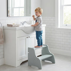 Foldable Toddler Step Stool with Chalkboards and 2-Step Stool for Boys and Girls Aged 2+-Grey