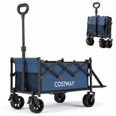 Foldable Transport Trolley 63-92L with Large All-Terrain Wheels for Beach Camping Picnic-Blue