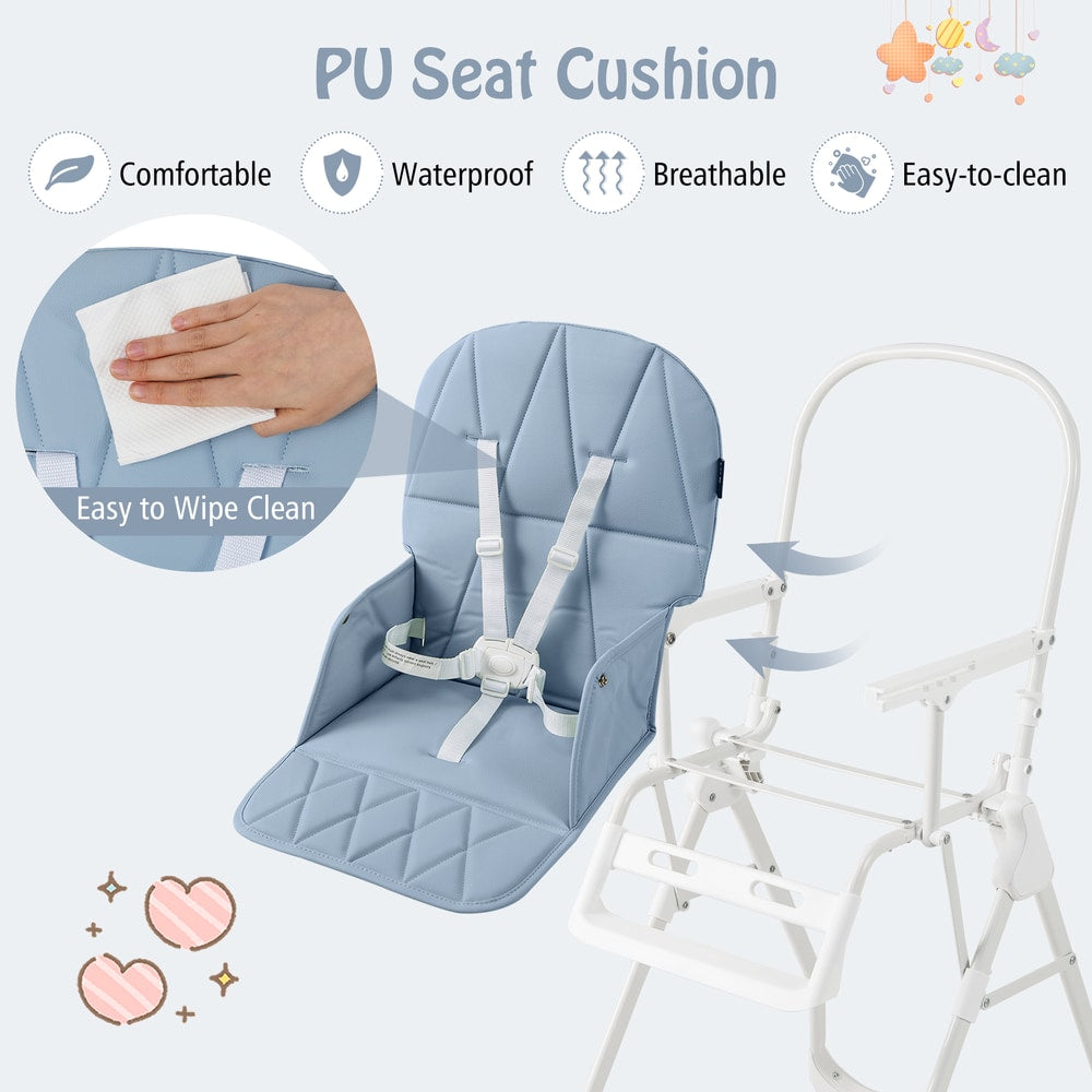Close up of the PU seat cushion for the high chair, highlighting its features