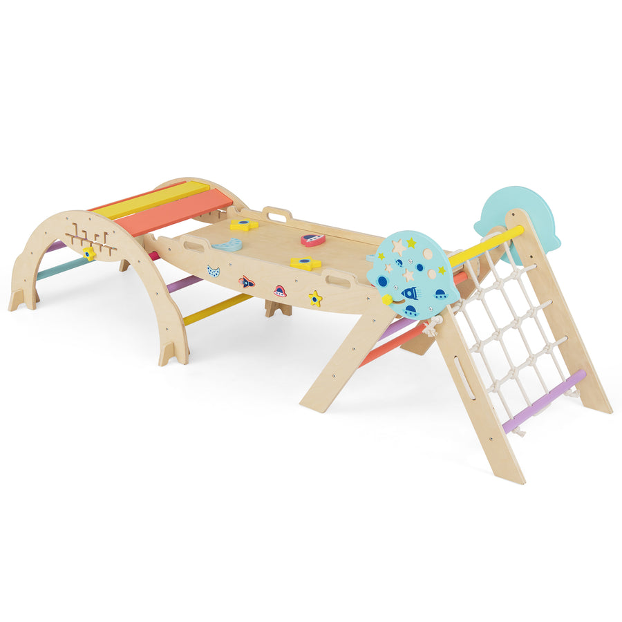 Foldable Climbing Toys with Arch and Climber for Toddlers-Colourful