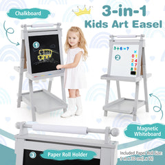 3-in-1 Double-sided Art Easel Foldable Easel for Kids-Grey