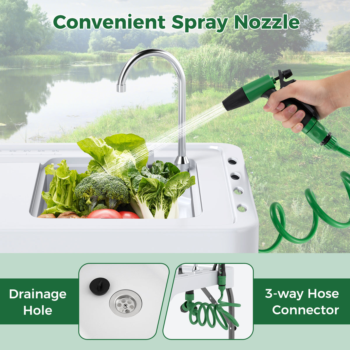Foldable Fish Cleaning Table 2 in 1 Outdoor Workstation with Sink