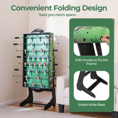 Foldable Foosball Table Game Set with 26 Players and Anti-slip Grips-Green