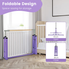 Kids Foldable Gymnastics Bar with 13 Adjustable Height-Purple