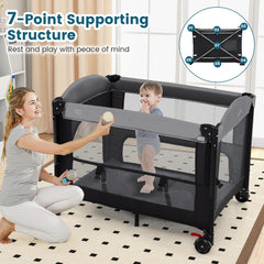 Foldable Pack and Play in Dark Black