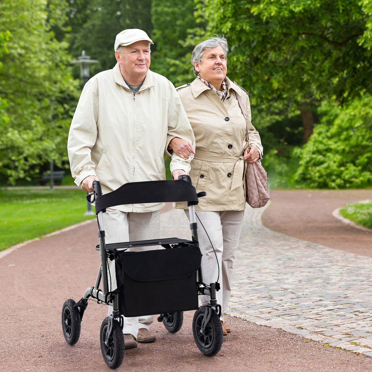 Foldable Rolling Walker with Seat-Black