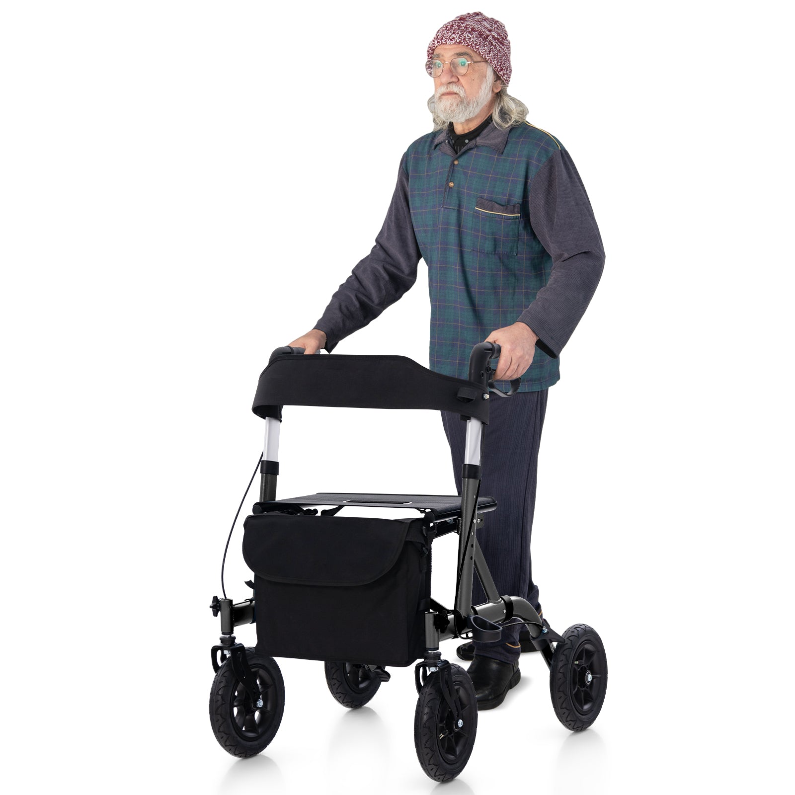 Foldable Rolling Walker with Seat-Black
