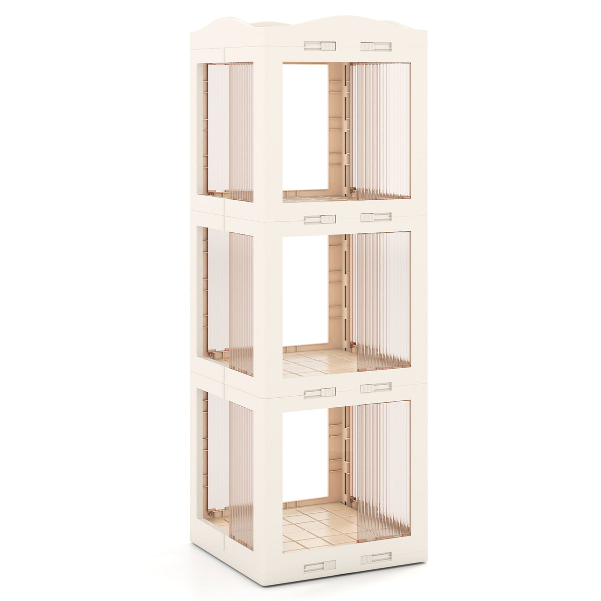 Foldable Rotating Bookshelf 3-Tier Revolving Bookshelf Tower-White