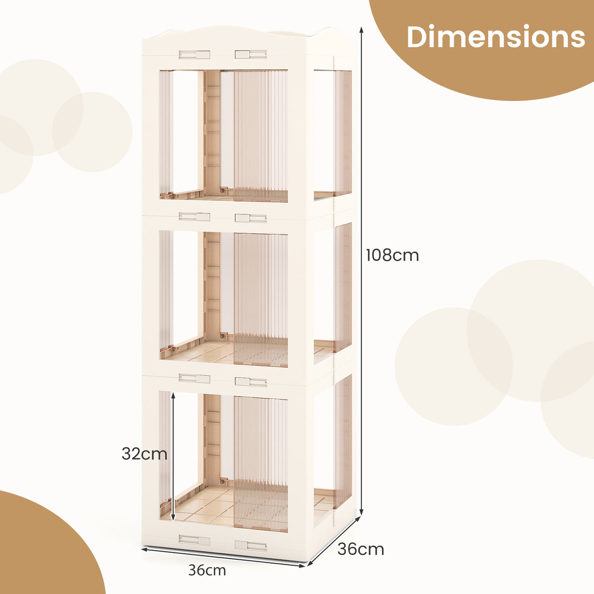 Foldable Rotating Bookshelf 3-Tier Revolving Bookshelf Tower-White
