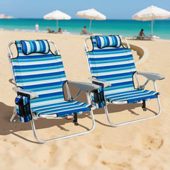 Folding Beach Chair for Adults Lightweight Aluminum Frame with 4-Position Backrest-1 Pack