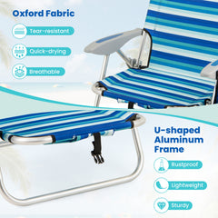 Folding Beach Chair for Adults Lightweight Aluminum Frame with 4-Position Backrest-1 Pack