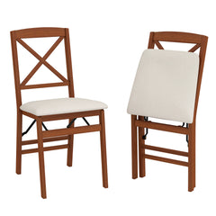 Folding Dining Chairs Set of 2 Kitchen Side Chairs with Padded Seat-Walnut