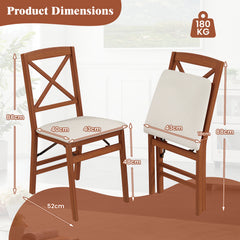 Folding Dining Chairs Set of 2 Kitchen Side Chairs with Padded Seat-Walnut