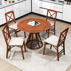 Folding Dining Chairs Set of 2 Kitchen Side Chairs with Padded Seat-Walnut