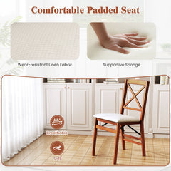 Folding Dining Chairs Set of 2 Kitchen Side Chairs with Padded Seat-Walnut