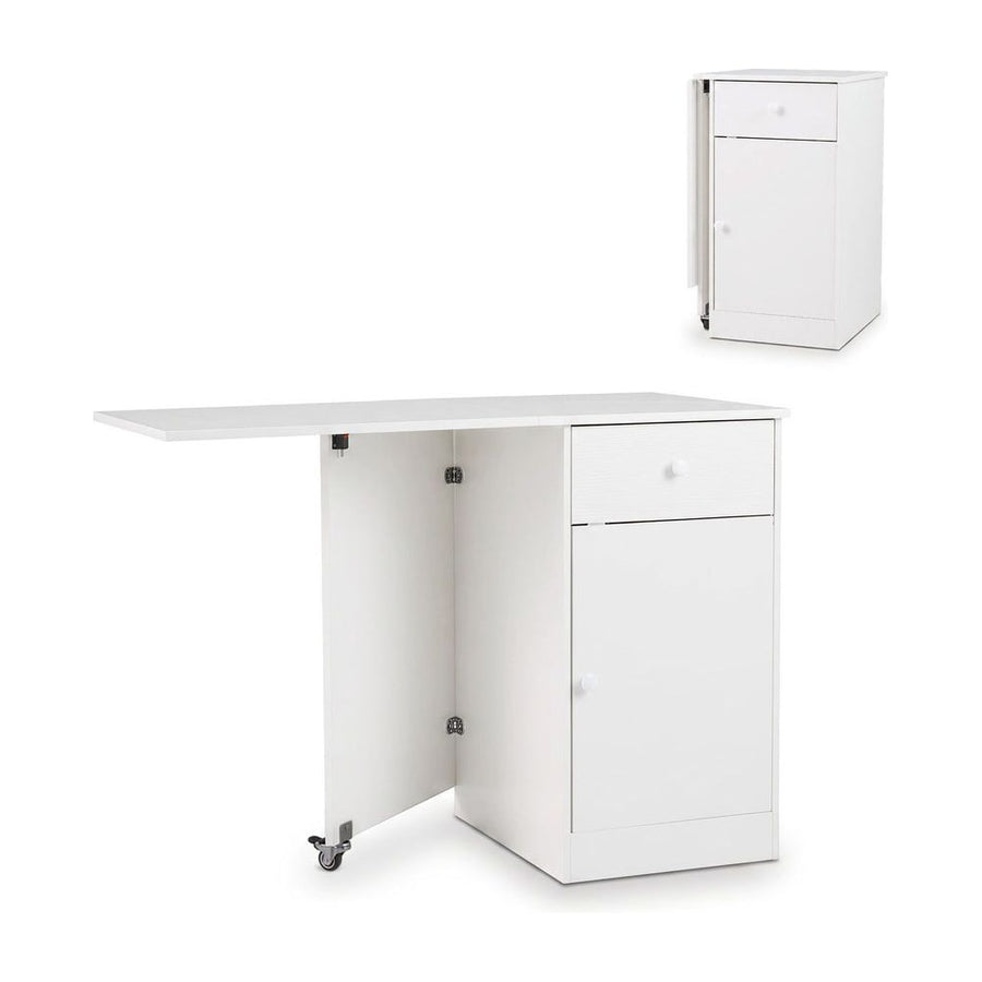 Folding Dining Table with Drawer & Storage Cabinet for Dining Room Living Room-White