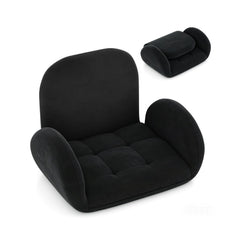 Folding Floor Game Chair with Adjustable Backrest for Adults-Black