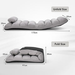 Folding Floor Lazy Sofa Chaise Lounge Sofa with Pillow-Grey