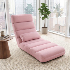 Folding Floor Lazy Sofa Chaise Lounge Sofa with Pillow-Pink