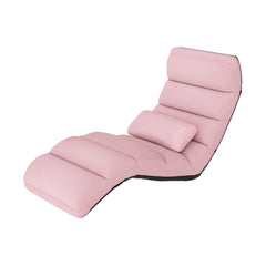 Folding Floor Lazy Sofa Chaise Lounge Sofa with Pillow-Pink