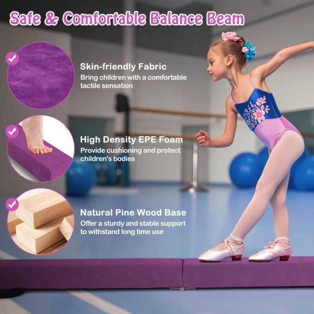 Close up of the balance beam fabric, foam and wood base