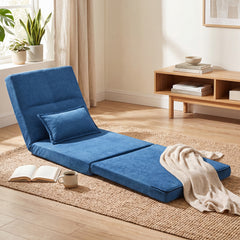 Folding Lazy Floor Sofa Bed with Pillow-Navy
