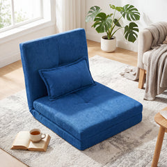 Folding Lazy Floor Sofa Bed with Pillow-Navy