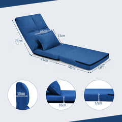 Folding Lazy Floor Sofa Bed with Pillow-Navy