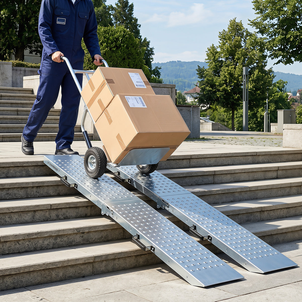 Folding Loading Ramps and 400 KG Capacity 2-Pack Multi-Use Ramps with Handles for Pickup Truck and Trailer-Silver