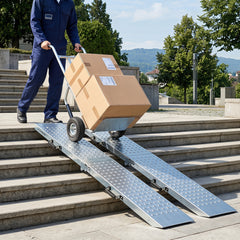 Folding Loading Ramps and 400 KG Capacity 2-Pack Multi-Use Ramps with Handles for Pickup Truck and Trailer-Silver