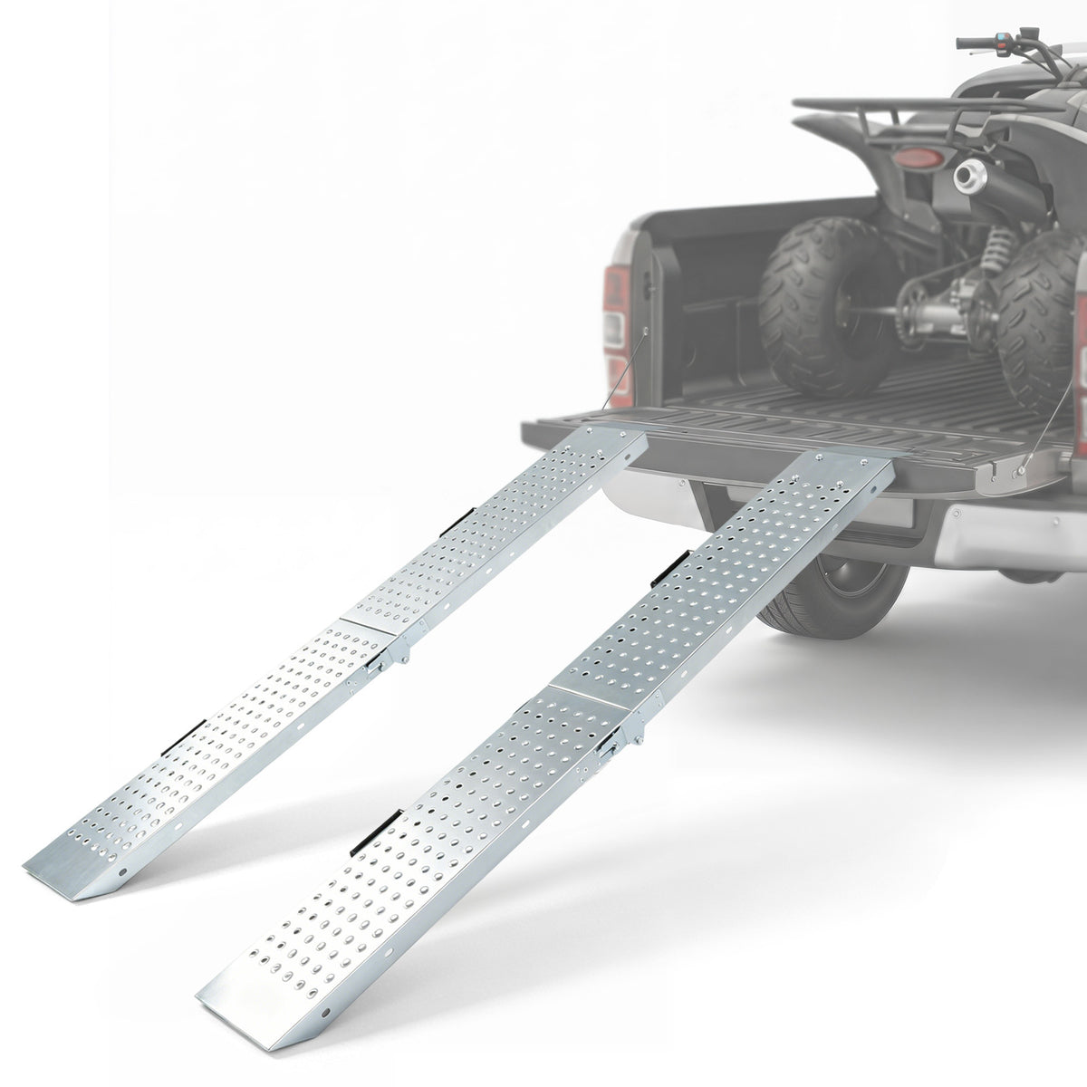Folding Loading Ramps and 400 KG Capacity 2-Pack Multi-Use Ramps with Handles for Pickup Truck and Trailer-Silver