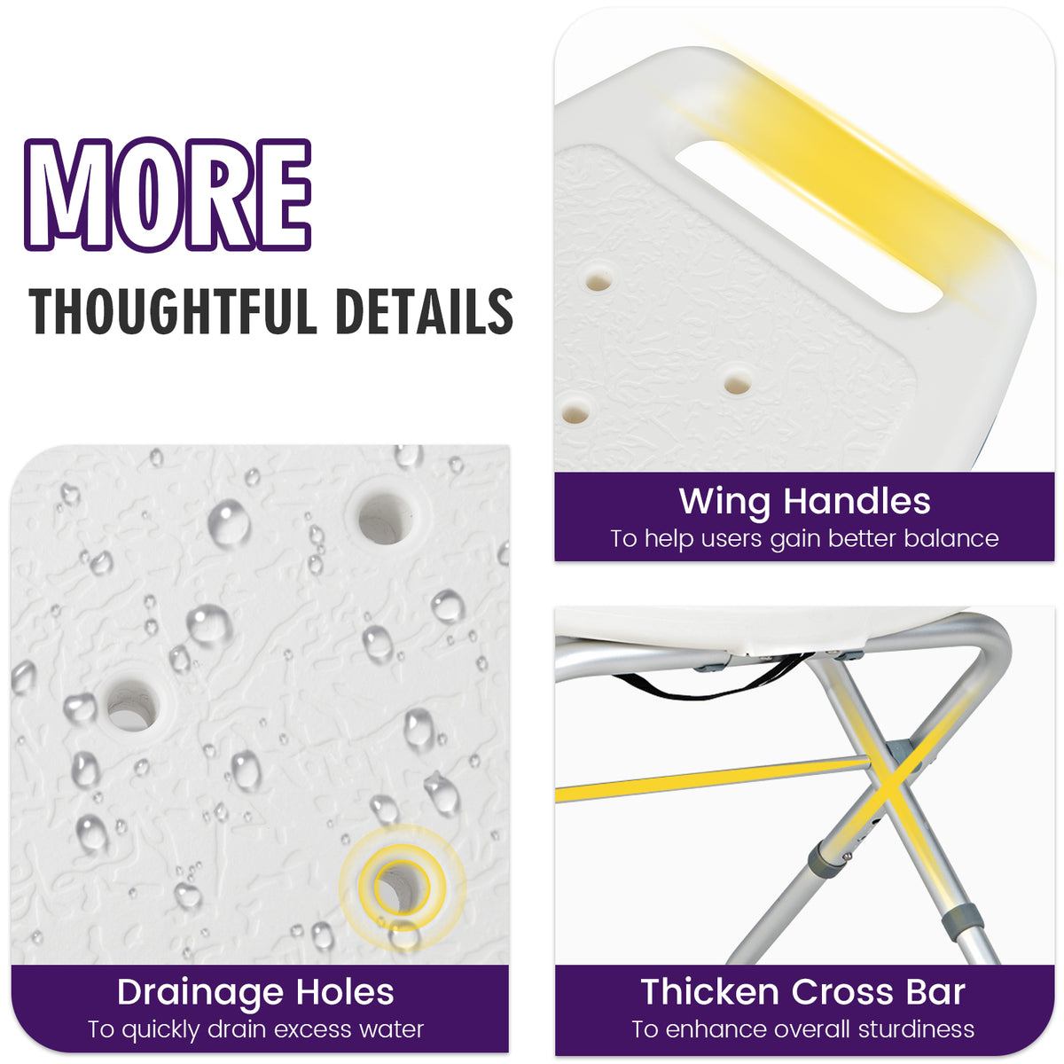 Folding Portable Shower Seat in White