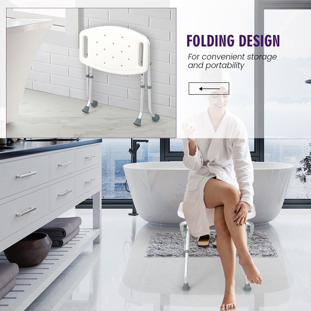 Folding Portable Shower Seat in White