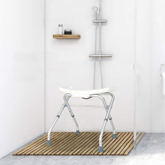 Folding Portable Shower Seat in White
