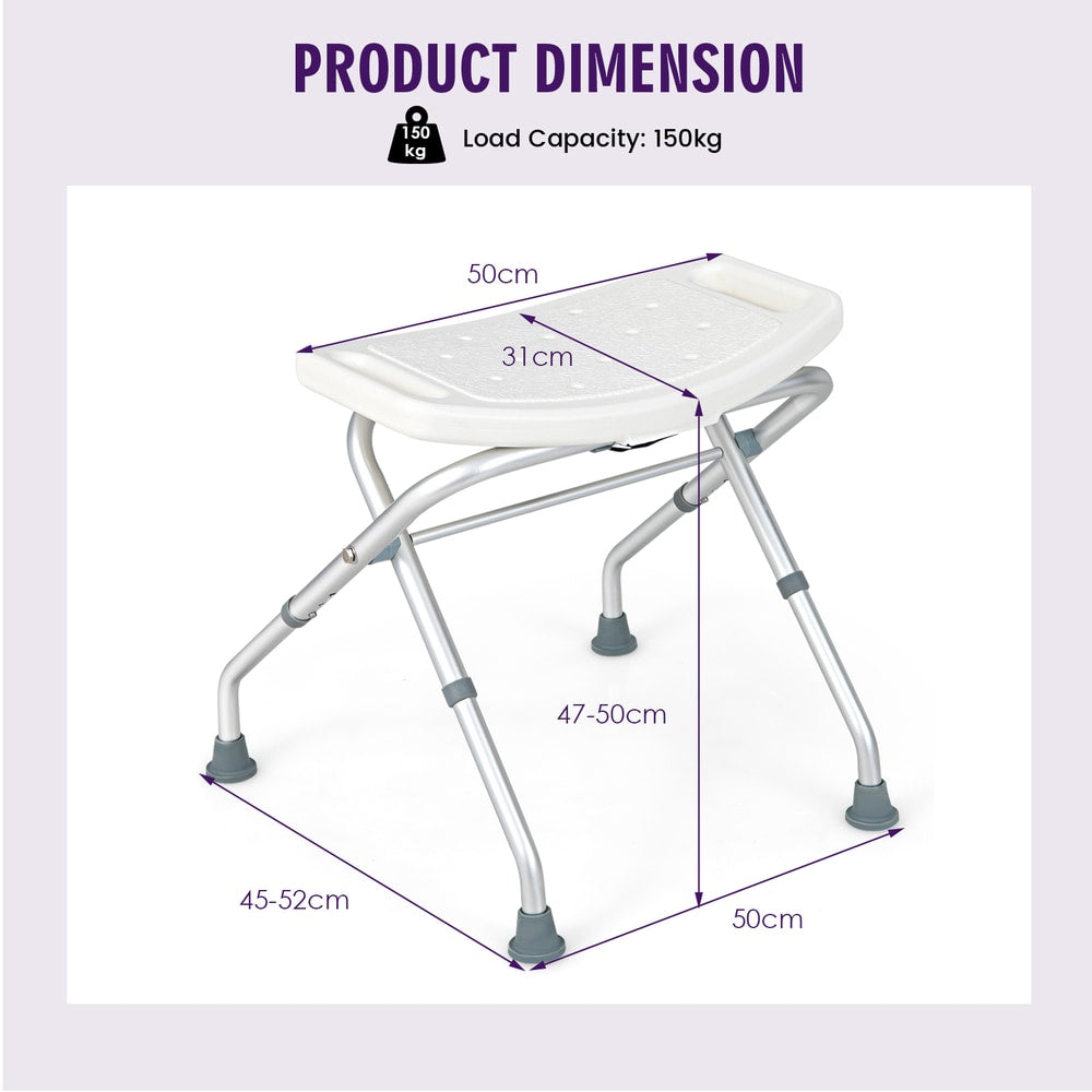 Folding Portable Shower Seat in White